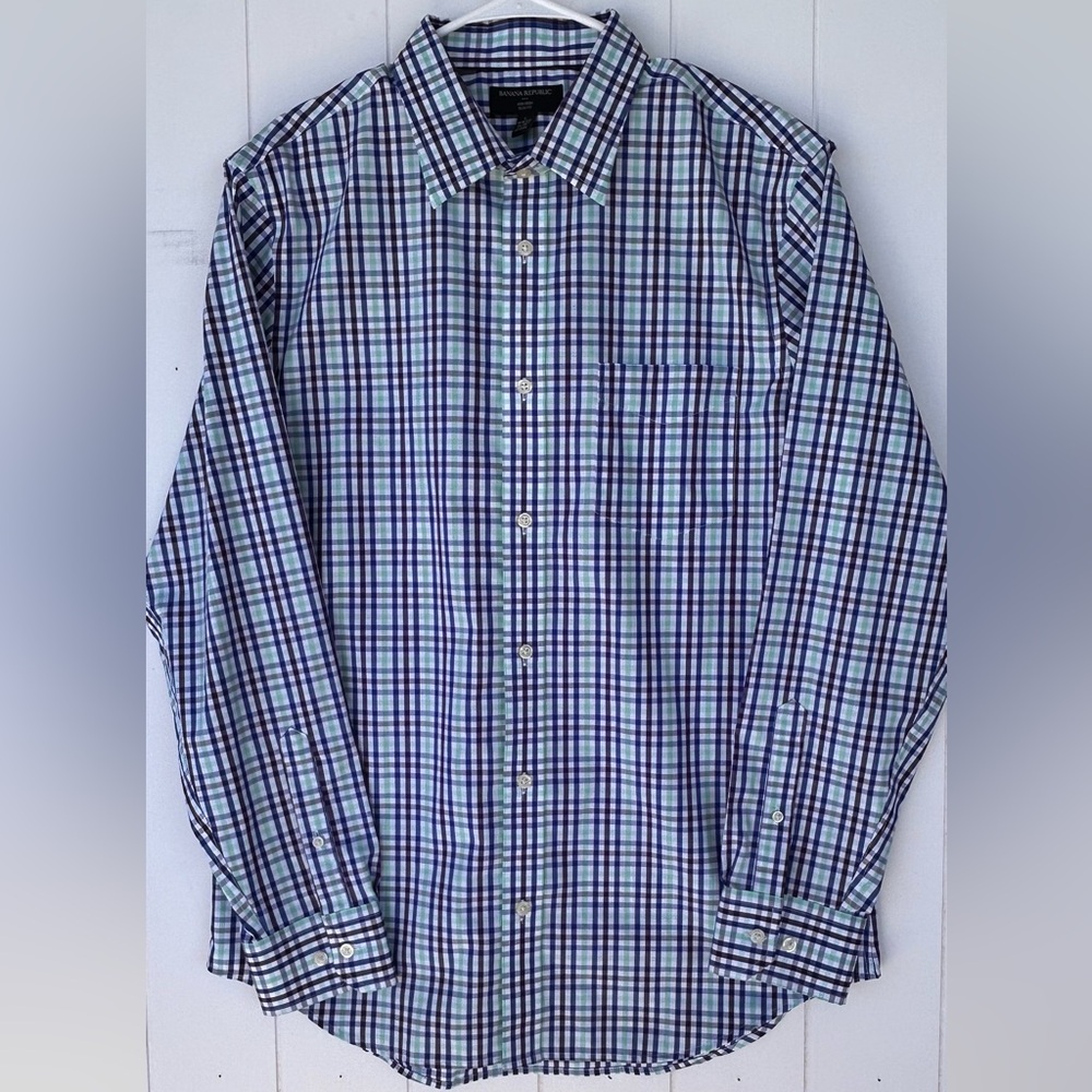 Banana Republic Factory Men’s Button Up Shirt Long Sleeves No‎ Iron Slim Fit Lrg